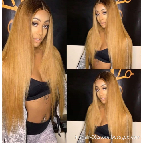 150% 180% density T1B/27 P4/27 highlight 4*4 13*4 middle part wig 100% Raw Virgin Cuticle Aligned Indian Human Hair lace wig